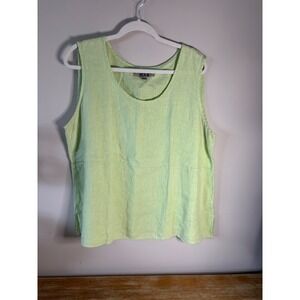 Flax Womens Lime Green 100% Linen Sleeveless Scoop Neck Tank Top Large L